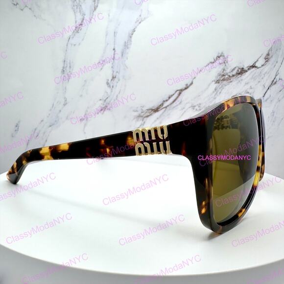 New MIU MIU Sunglasses Aviator Pilot Brown Honey Havana Tortoise